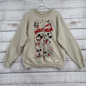 Disney WonderGround Gallery Mickey Mouse Sweatshirt Adult Large Tan/Beige